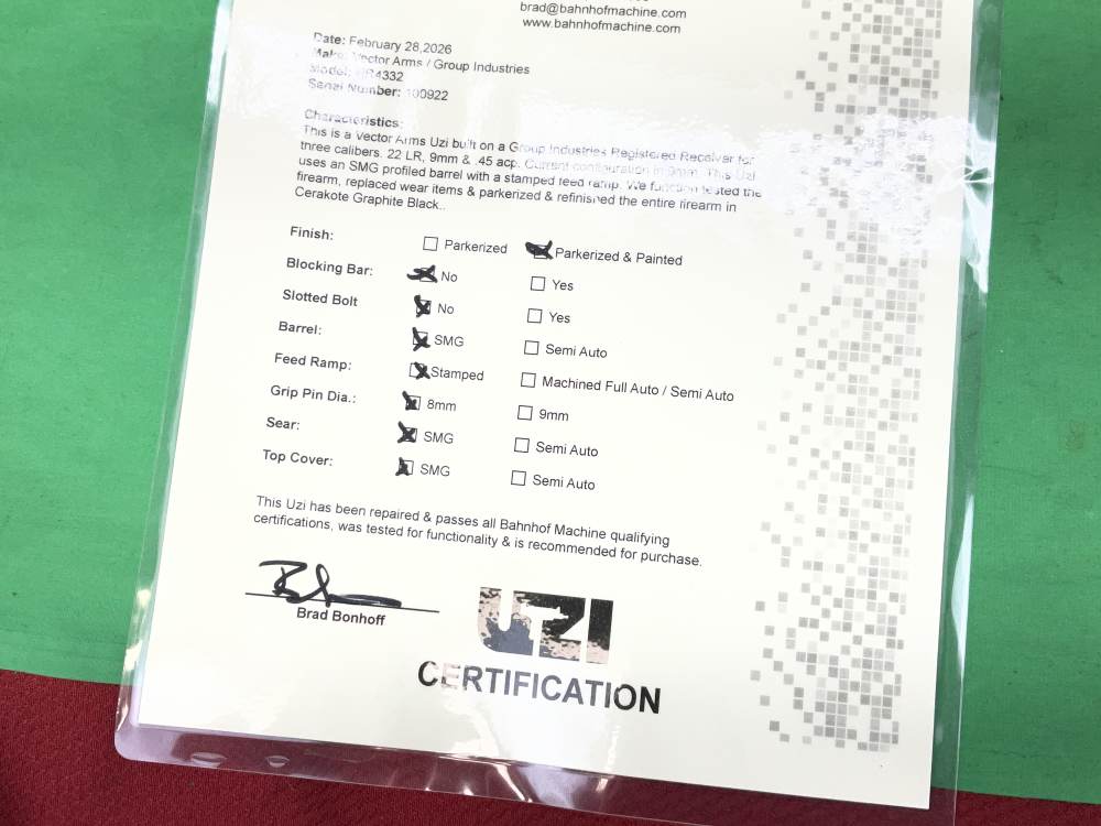 FULL AUTO GROUP INDUSTRIES VECTOR ARMS UZI HR4332 9MM SMG REFURBISHED -img-18