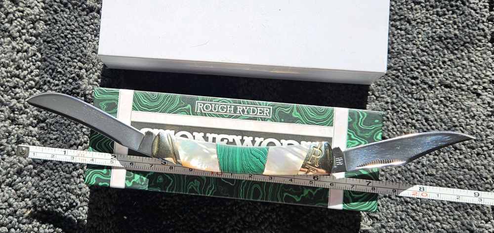 Rough Ryder Stoneworx Malachite & Pearl Moose pocket-knife 3 1/2" RR2035-img-5