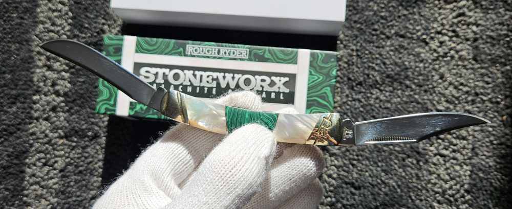 Rough Ryder Stoneworx Malachite & Pearl Moose pocket-knife 3 1/2" RR2035-img-2