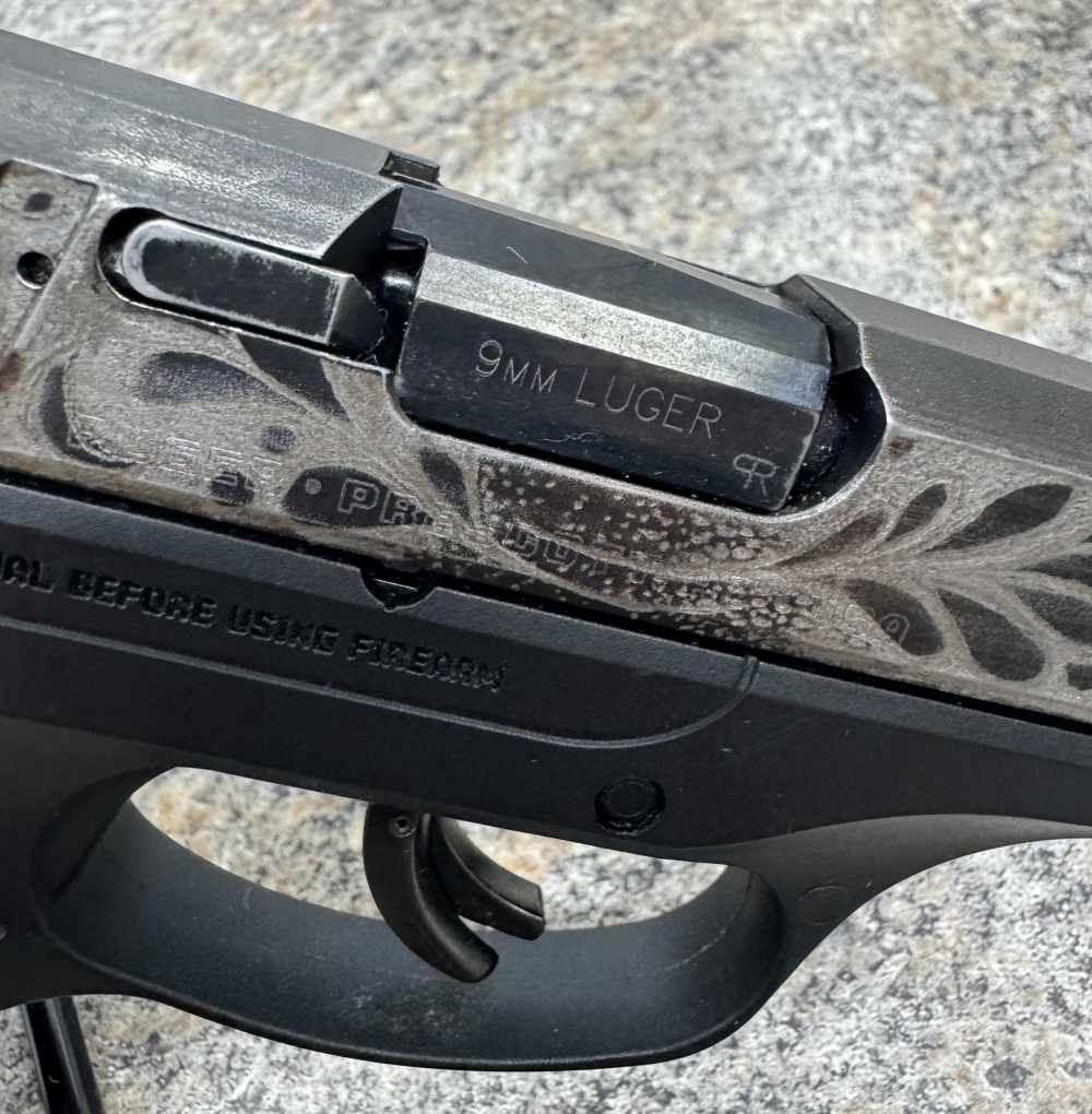 Ruger EC9s 9mm Luger 3.12" Barrel Custom Engraved Slide 7+1 Capacity 1 Maga-img-2