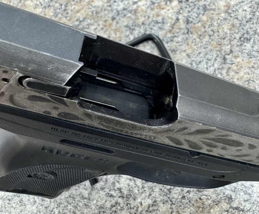 Ruger EC9s 9mm Luger 3.12" Barrel Custom Engraved Slide 7+1 Capacity 1 Maga-img-6