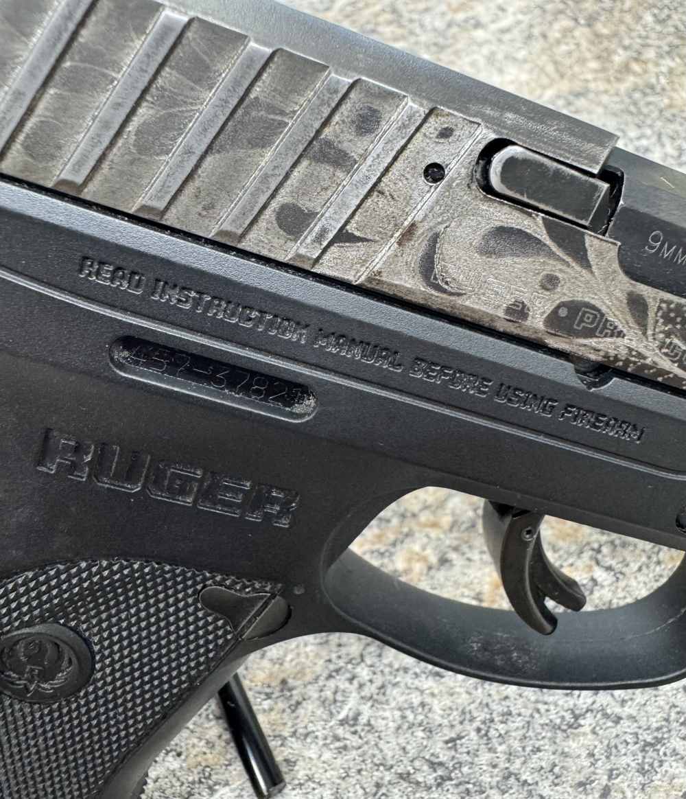 Ruger EC9s 9mm Luger 3.12" Barrel Custom Engraved Slide 7+1 Capacity 1 Maga-img-3