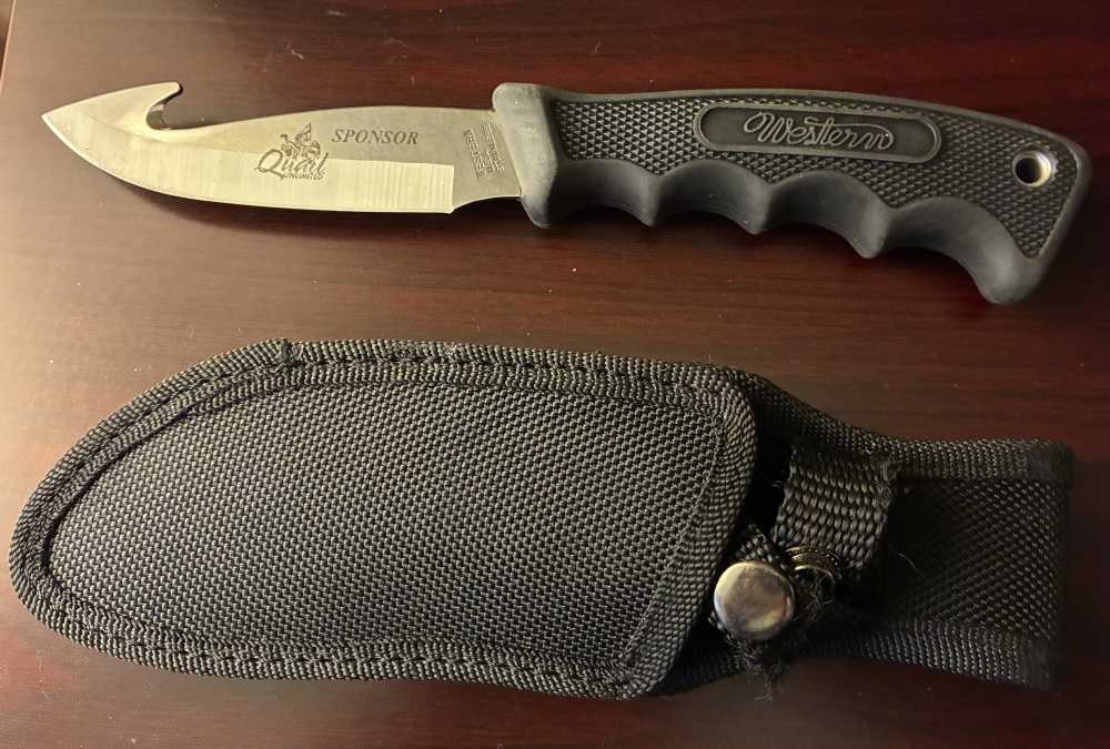 Western Quail Unlimited Sponsor Knife w/ Gut hook Stainless-img-0