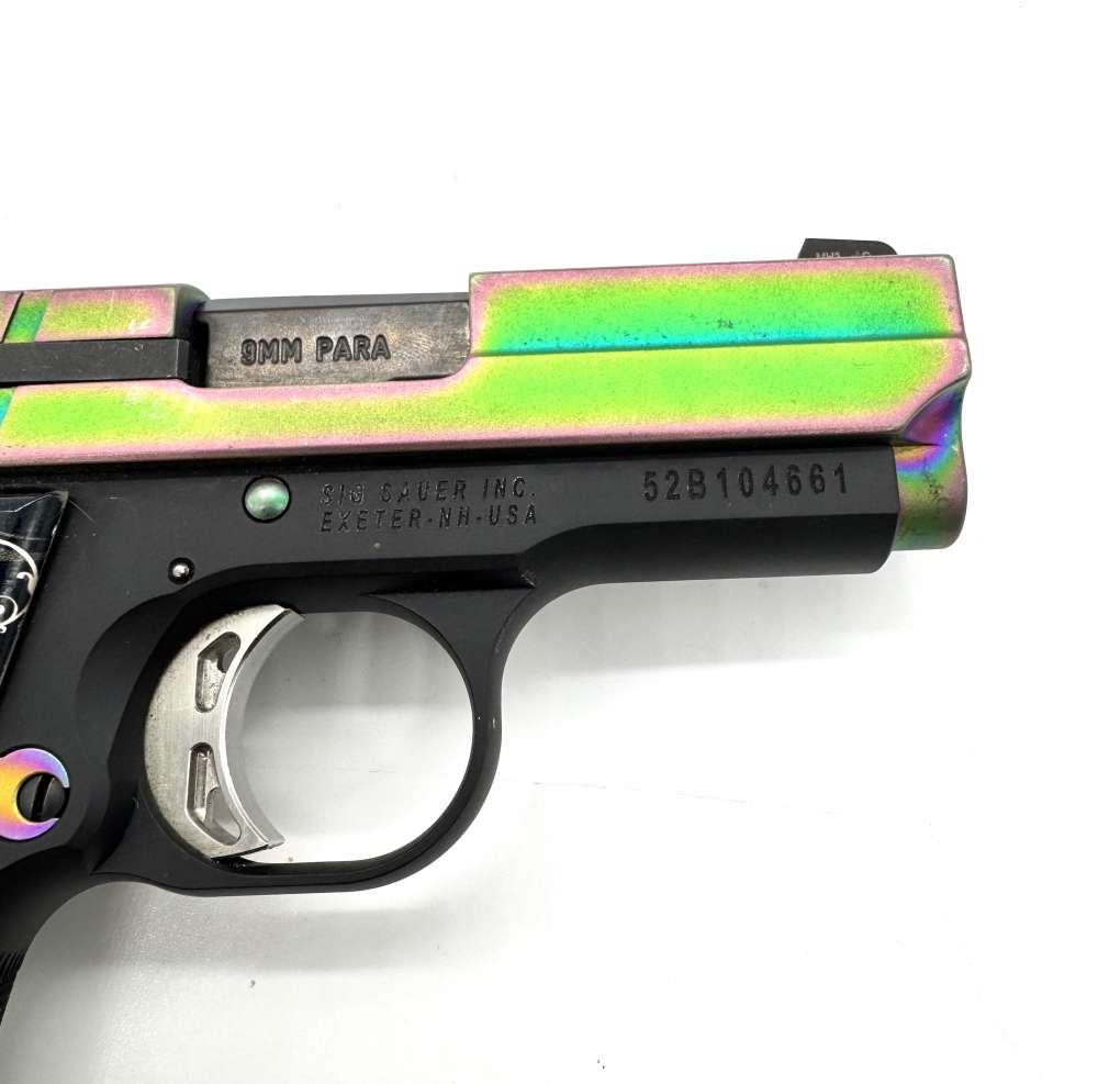 Sig Sauer P938 Titanium Rainbow  w/ 2 mags, case, holster and custom grips-img-7