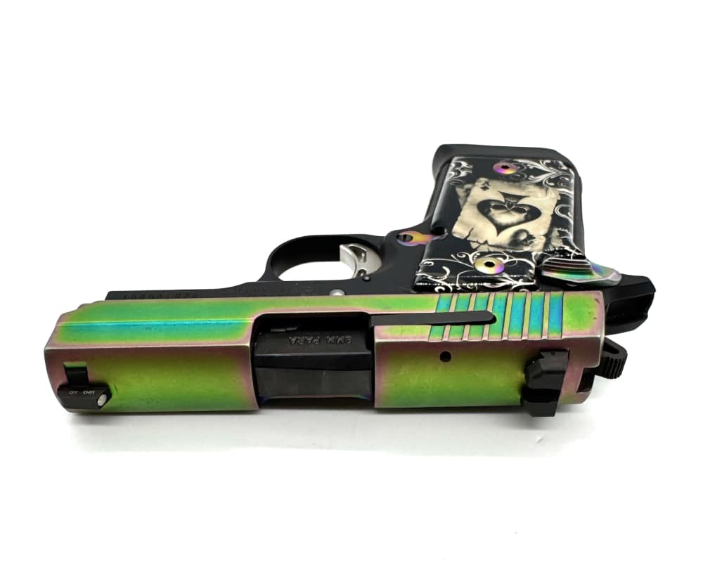 Sig Sauer P938 Titanium Rainbow  w/ 2 mags, case, holster and custom grips-img-3
