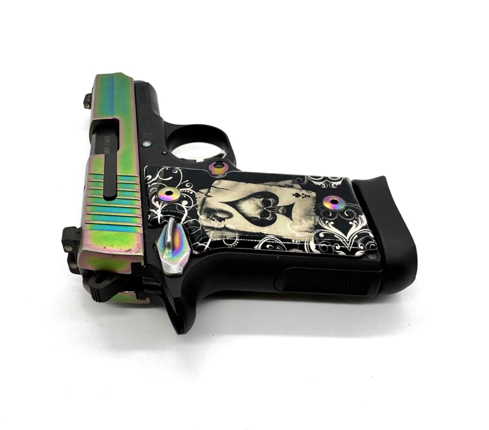 Sig Sauer P938 Titanium Rainbow  w/ 2 mags, case, holster and custom grips-img-1
