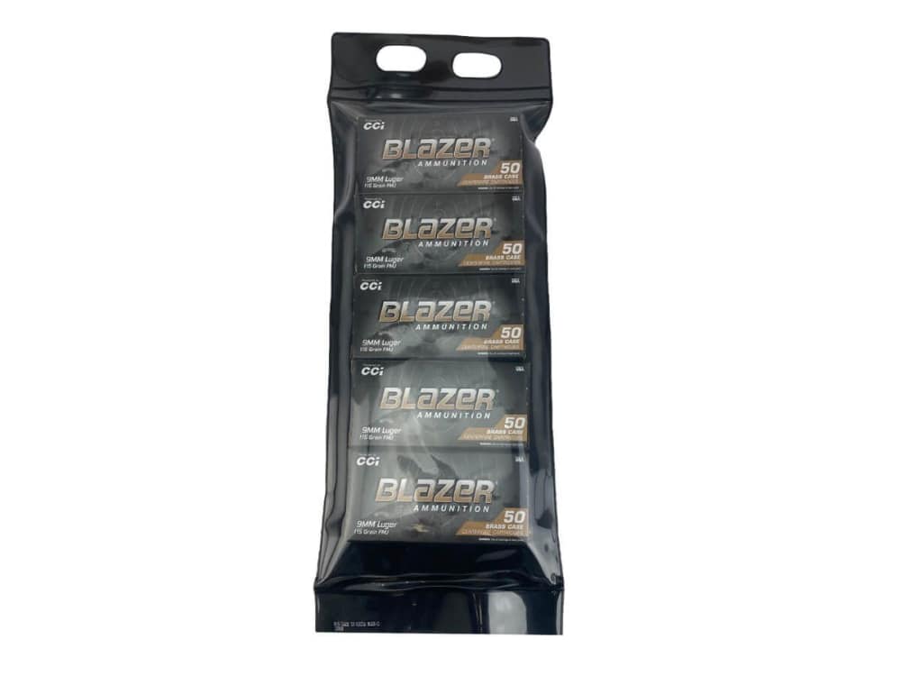 Cci blazer brass 9mm 115 gr fmj battle pack 75-year shelf life 250 rounds-img-0