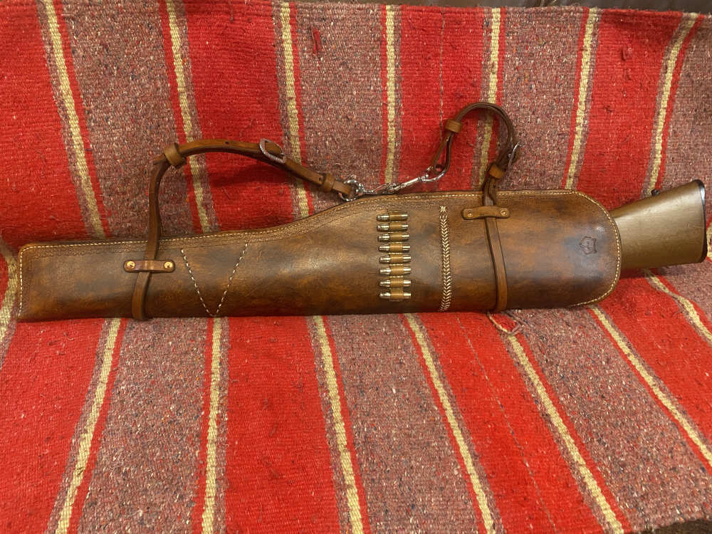 Custom Leather Saddle Scabbard for Marlin 1894/Win 94 Carbine-img-7