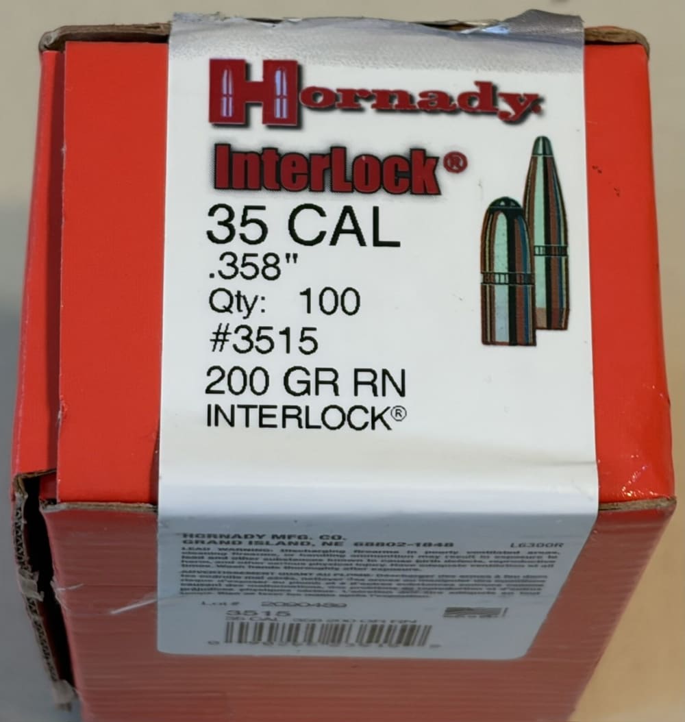 Hornady 35 Cal .358 200 gr RN SP Rifle Bullets 100 pcs Interlock 3515-img-1