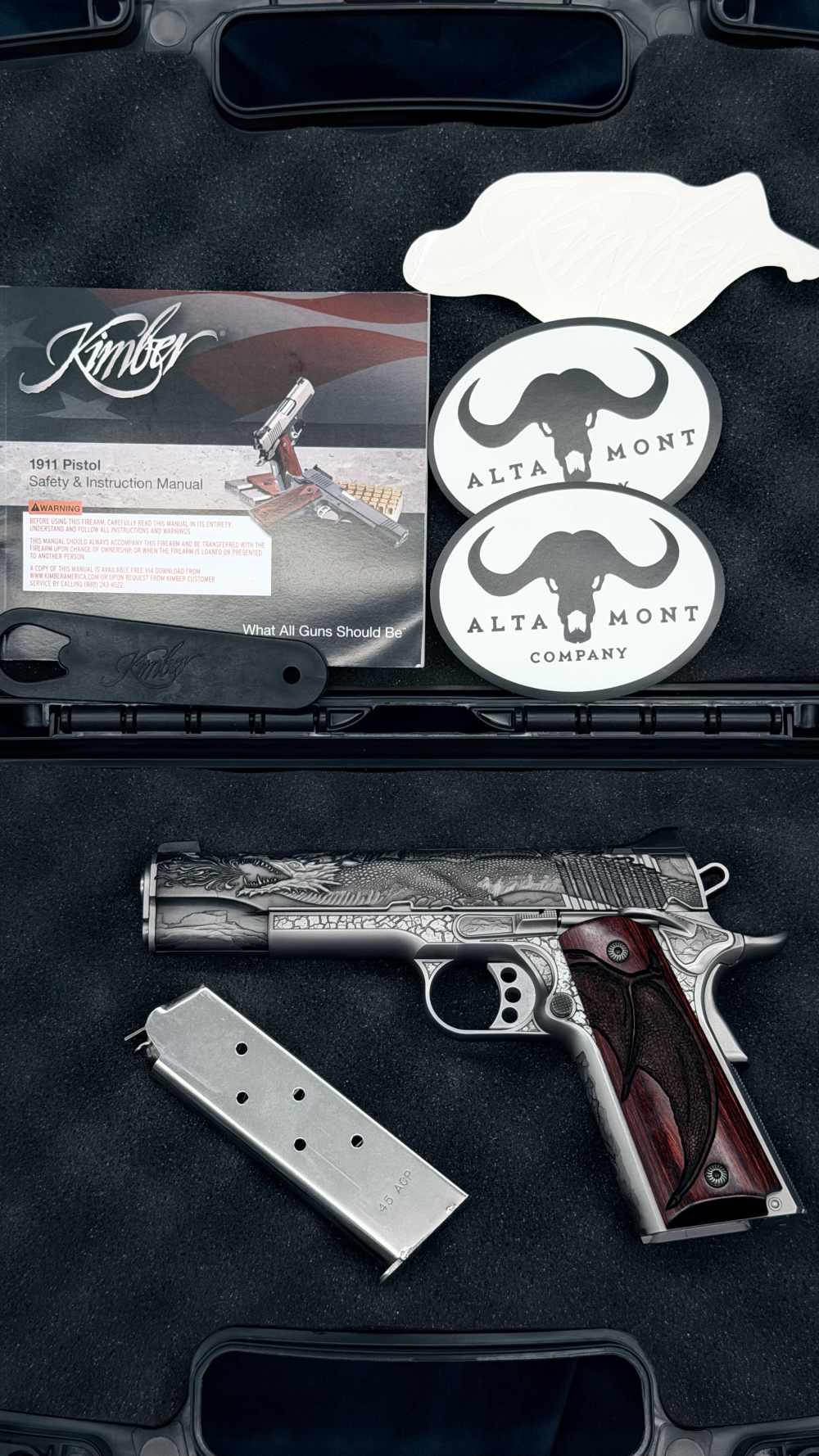 Kimber Altamont AAA Engraved Dragon 1911 1 of 300 45acp 5" SS LAYAWAY-img-4