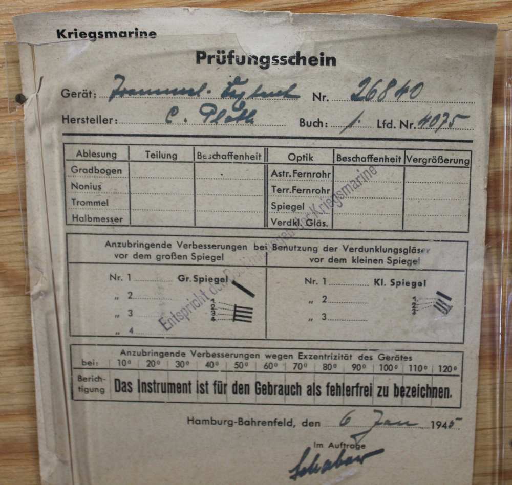 World War 2 German Navy Kriegsmarine Drum Sextant w/ Box & Inspection Form-img-4