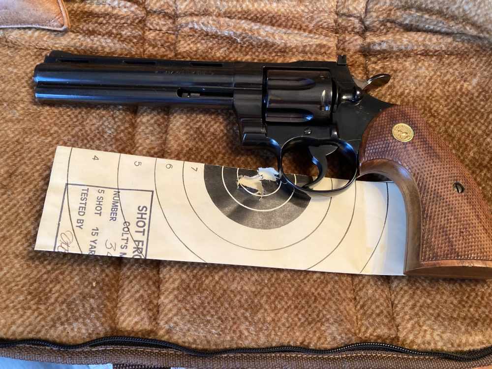 Colt Python 6” Revolver 1957 1st Gen. S/N3420 99%+ Test Target Colt Letter -img-23