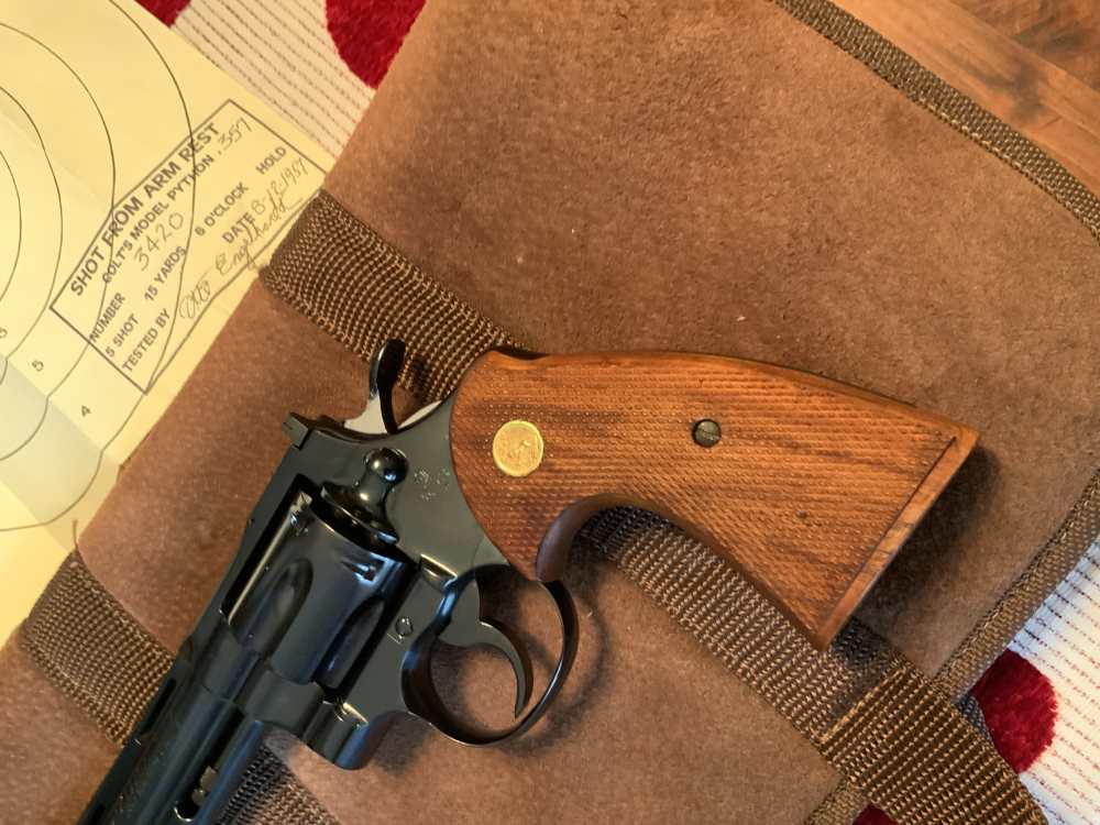 Colt Python 6” Revolver 1957 1st Gen. S/N3420 99%+ Test Target Colt Letter -img-3