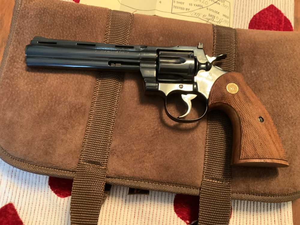 Colt Python 6” Revolver 1957 1st Gen. S/N3420 99%+ Test Target Colt Letter -img-2