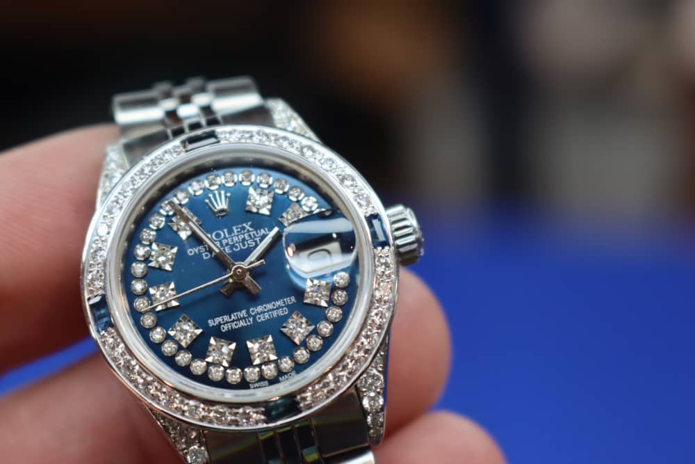 Rolex Ladies Datejust Watch Custom Natural Diamond Blue Dial Jubilee 26mm-img-18