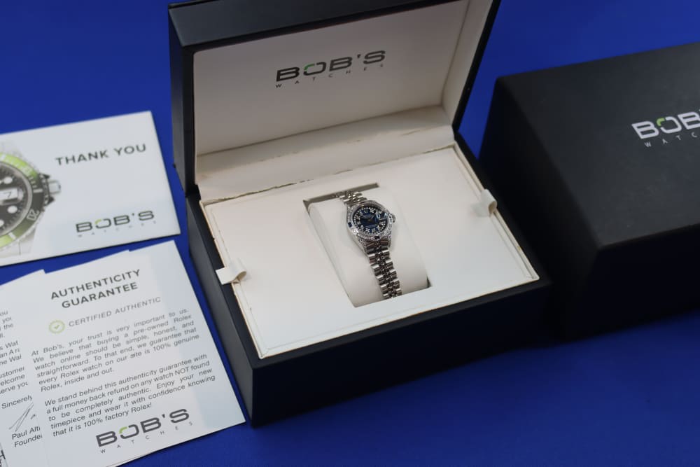 Rolex Ladies Datejust Watch Custom Natural Diamond Blue Dial Jubilee 26mm-img-0