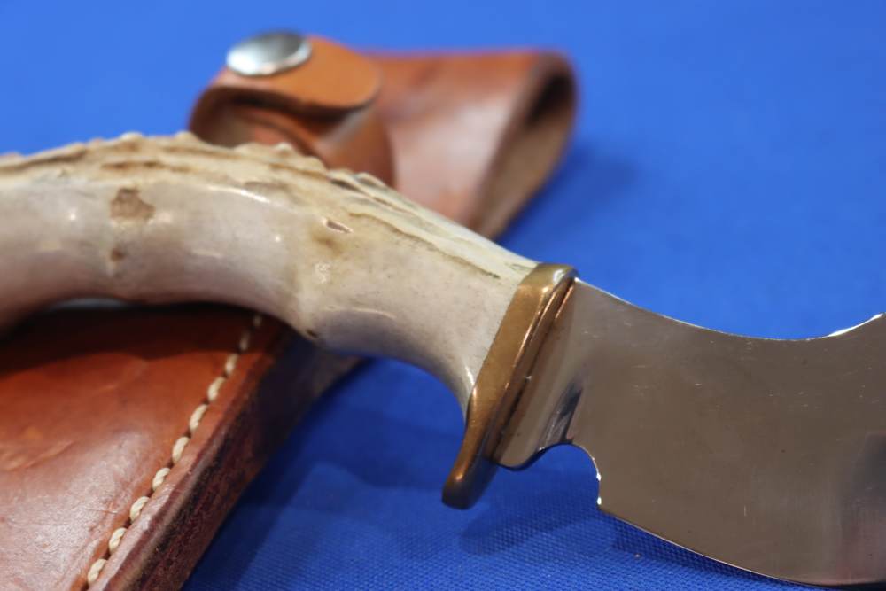 Custom Handmade Stag Antler Fixed Blade Hunting Knife 3 5/8" Leather Sheath-img-7