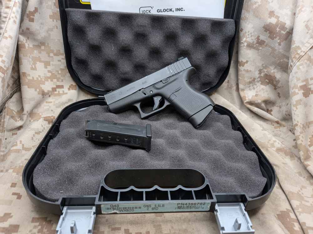 Glock 43 9MM Slimline G43 Police Trade In USED Night Sights-img-0