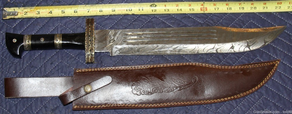 LARGE Handmade CUSTOM BOWIE KNIFE DAMASCUS STEEL 23 INCH-img-0