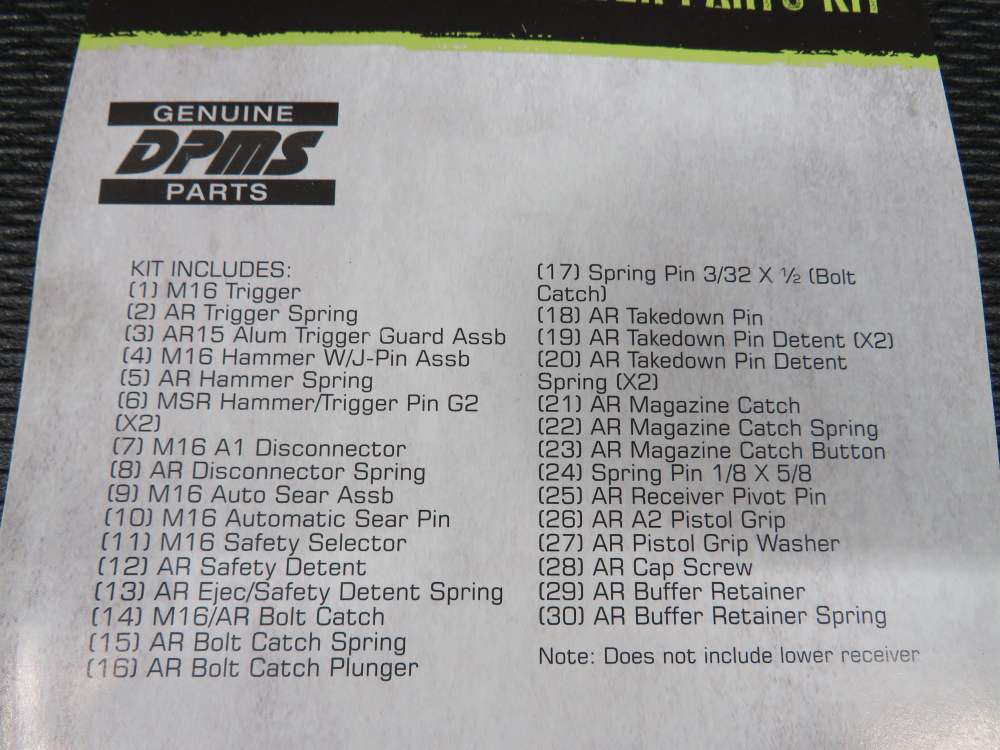 DPMS M16 FULL-AUTO LOWER RECEIVER MACHINE GUN PARTS KIT NEW-IN-BOX!-img-5