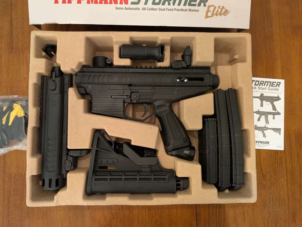 Tippmann Stormer Elite Paintball Marker – .68 Cal – New w/ 3 Mags-img-4