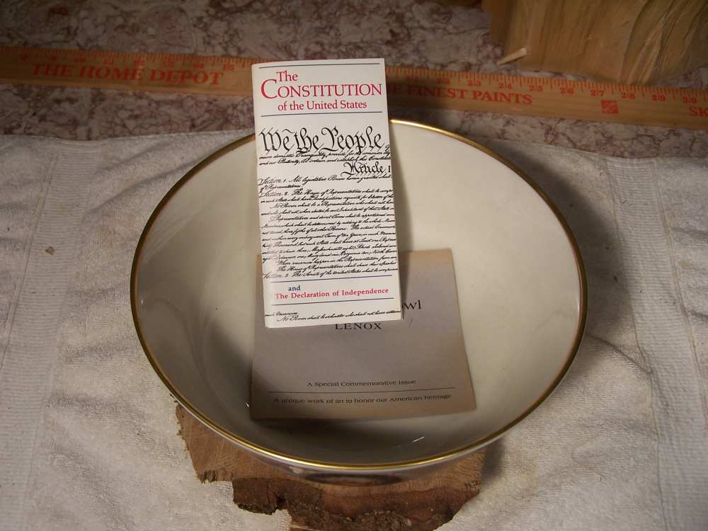 Patriots Lenox bowl, painted in 24K gold, G. Washington, Franklin, ect-img-8