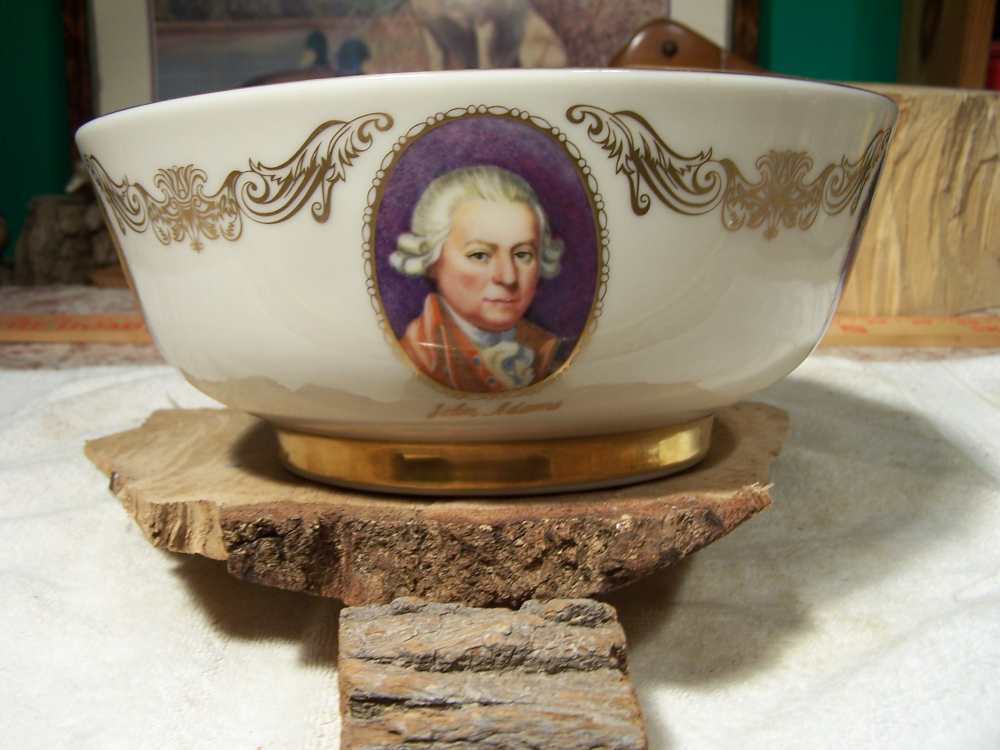 Patriots Lenox bowl, painted in 24K gold, G. Washington, Franklin, ect-img-6