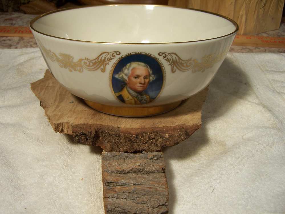 Patriots Lenox bowl, painted in 24K gold, G. Washington, Franklin, ect-img-2