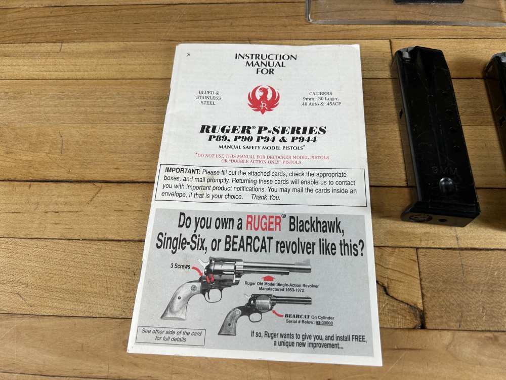 Ruger P89 Semi Auto Pistol 9MM Used + OEM Box 2 Mags 9x19 MM 4.5" Brl 1994-img-2