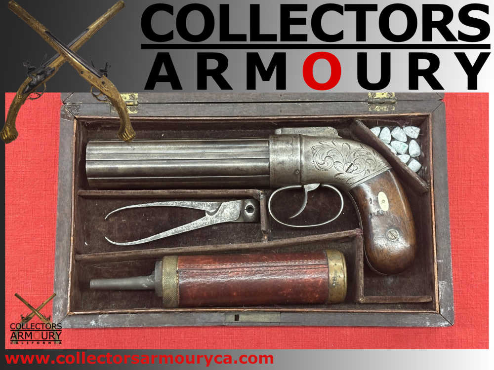 Cased Allen & Thurber “Dragoon” Model Percussion Pepperbox Revolver c. 1837-img-0