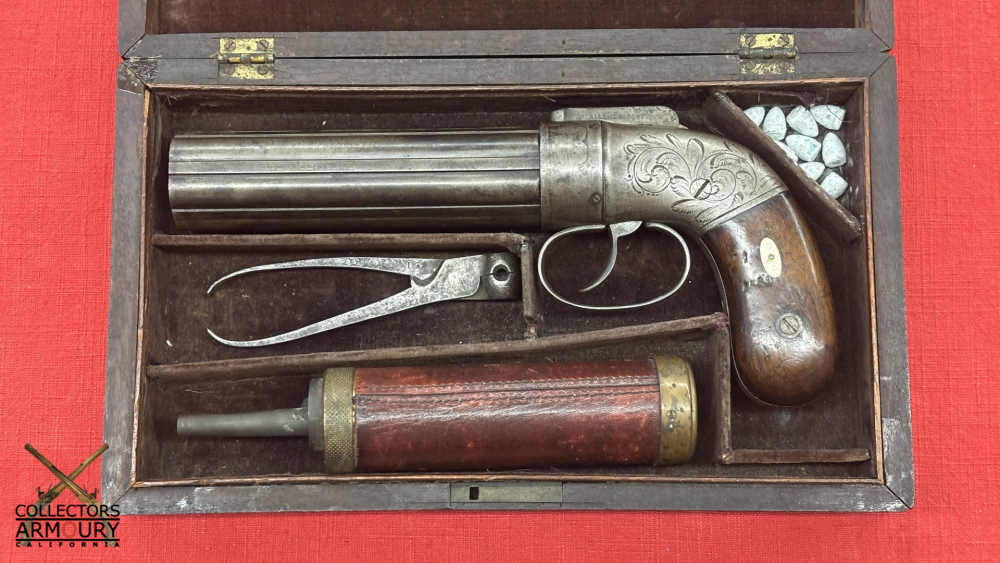 Cased Allen & Thurber “Dragoon” Model Percussion Pepperbox Revolver c. 1837-img-1