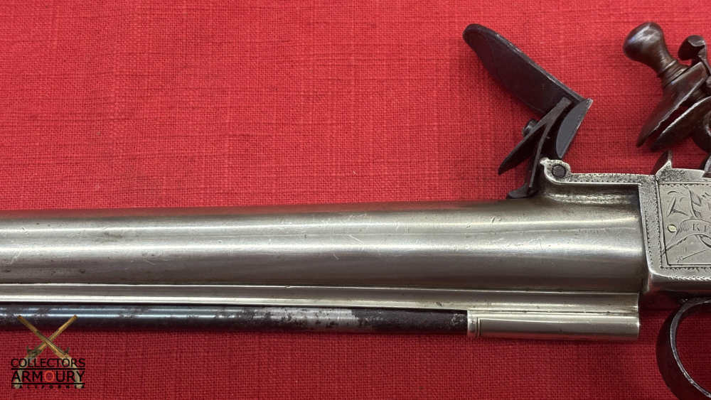 Large White Brass Long Barrel English Flintlock Boxlock Pistol By Ketland-img-10