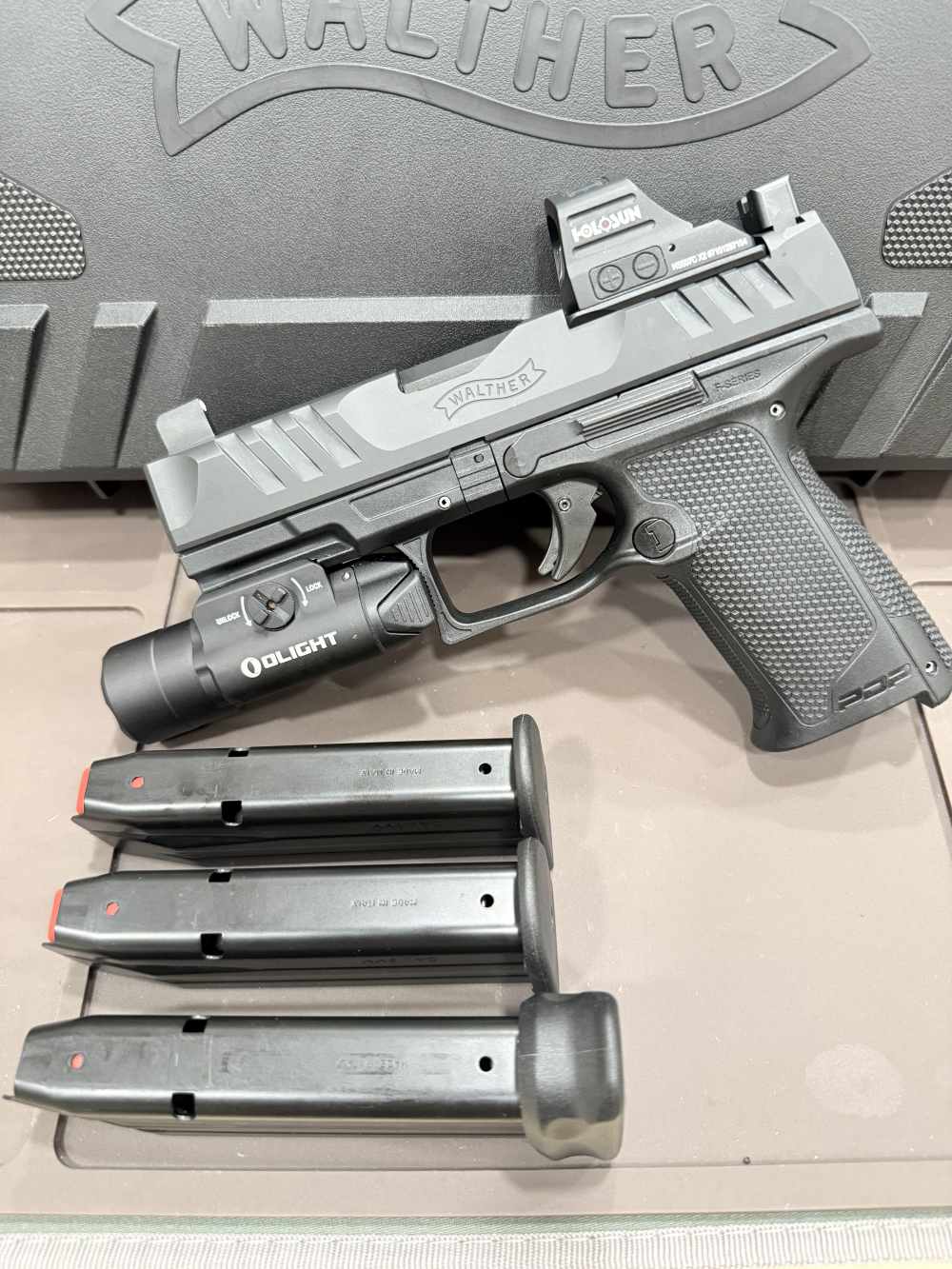 NEW Never fired Walther PDP F-Series 4" Holosun 507C Olight DPM Tri + 3 mag-img-0