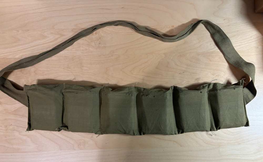 60 rounds .30-06 M2 Ball 5 rd clips in Bandoleer Denver Ordnance Plant 1943-img-3