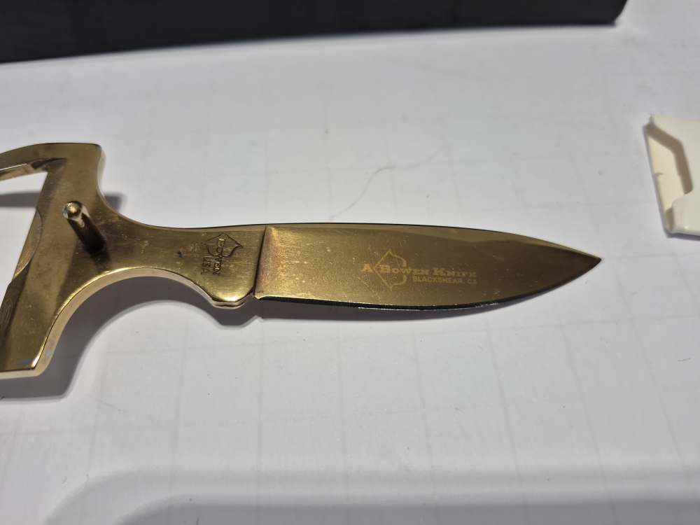 Bowen Survivor Belt Buckle Knife Single Edge Gold Color Dress Belt Style-img-2