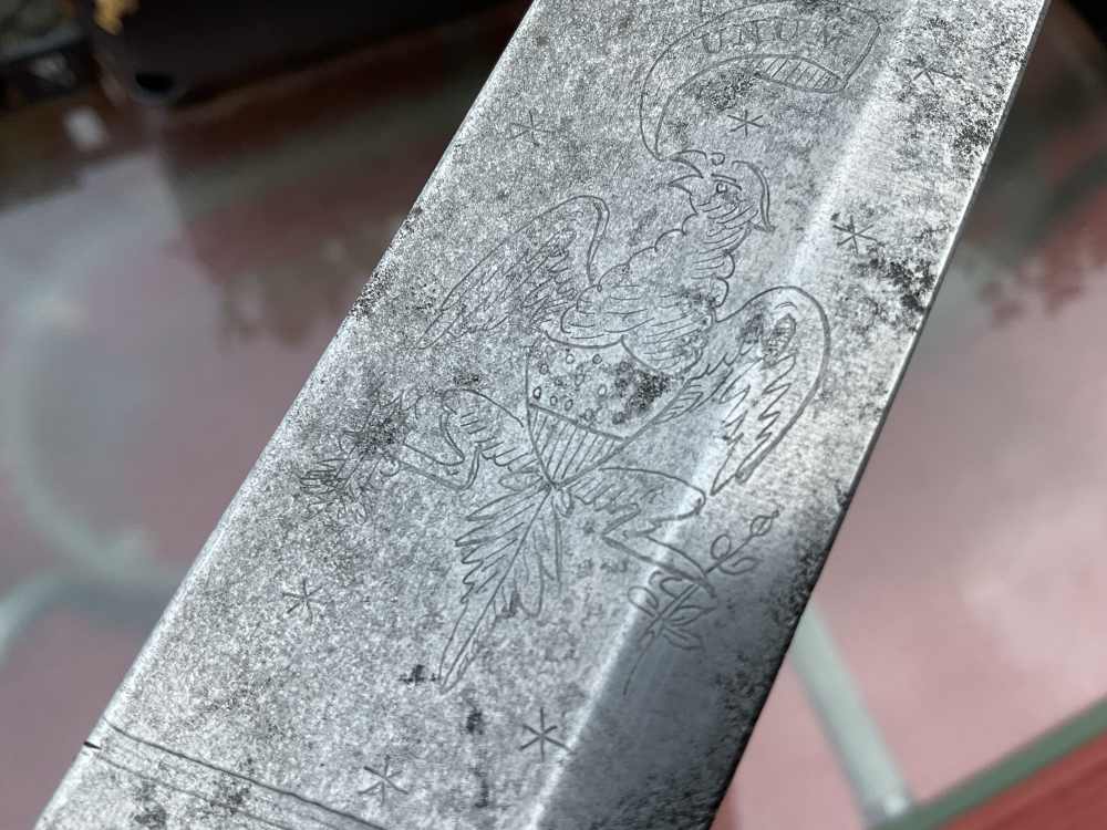 Revolutionary War Saber Sword Engraved W Early “Frog Legged” Eagle Crest -img-5