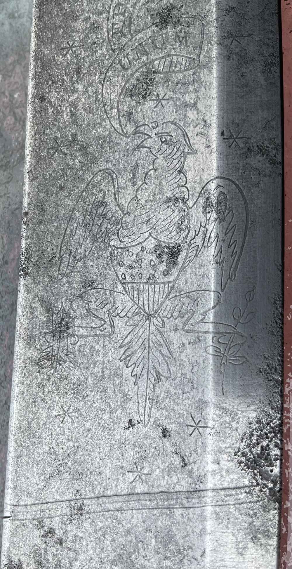 Revolutionary War Saber Sword Engraved W Early “Frog Legged” Eagle Crest -img-9