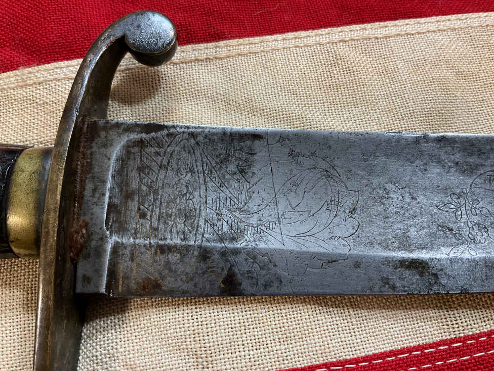 Revolutionary War Saber Sword Engraved W Early “Frog Legged” Eagle Crest -img-3