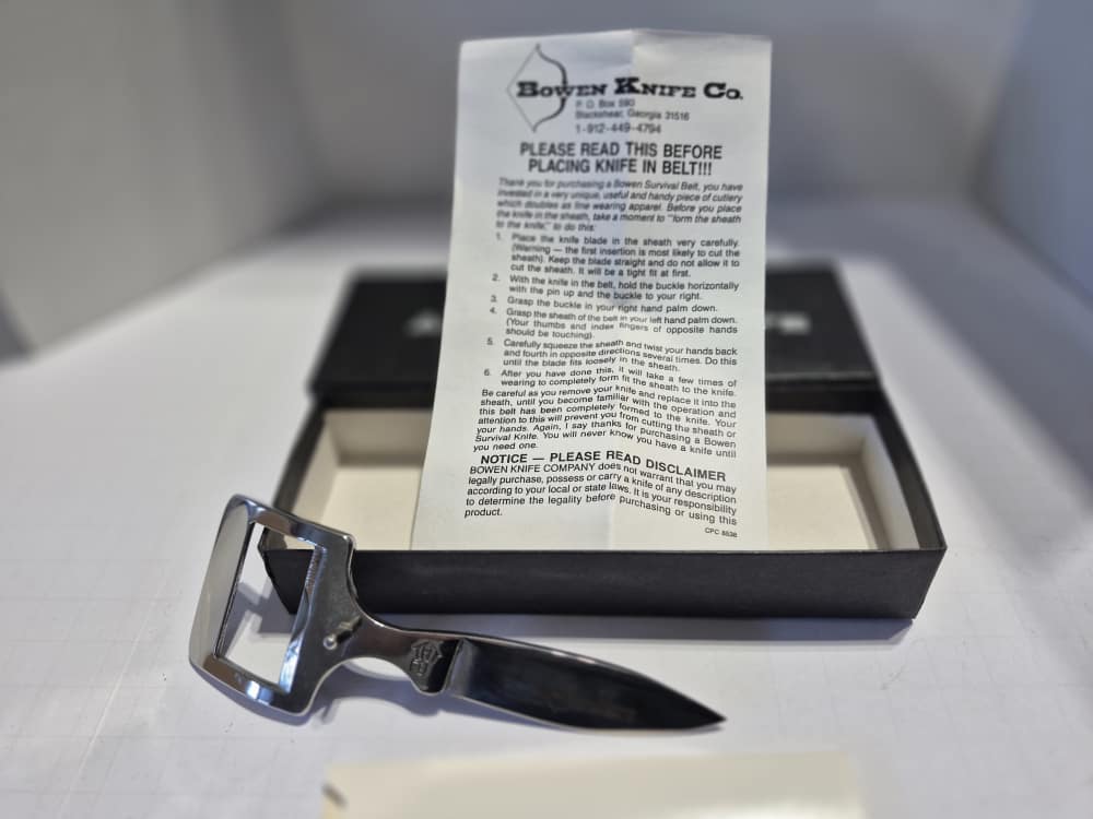 Bowen Survivor Belt Buckle Knife Single Edge Stainless-img-2