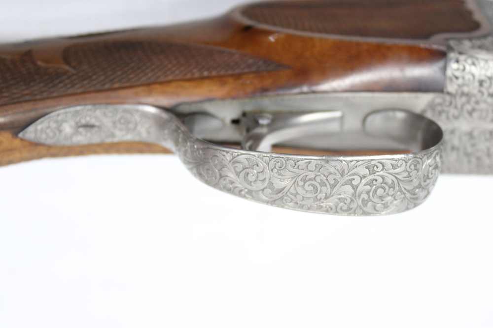 ULTRA RARE Italian CHAMPLIN VICENZA 12 GA Over Under Shotgun TWO BARREL SET-img-12