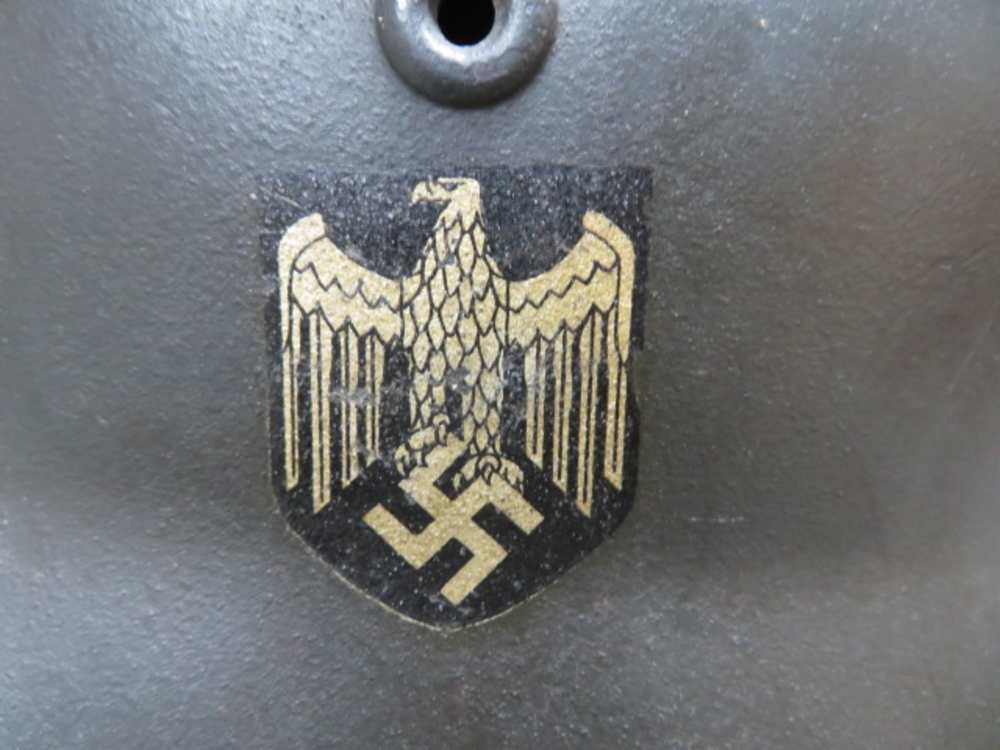 WWII GERMAN KRIEGSMARINE NAVY DOUBLE DECAL M40 HELMET-NICE PAINT -img-1