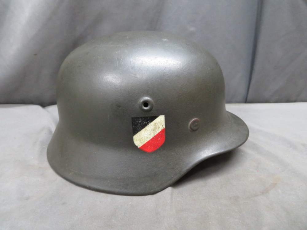 WWII GERMAN KRIEGSMARINE NAVY DOUBLE DECAL M40 HELMET-NICE PAINT -img-3