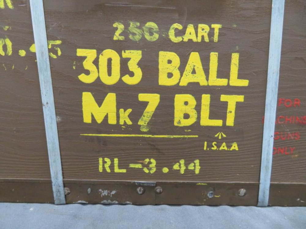 FULL CRATE WWII BRITISH .303 AMMO-1944-250 RDS ON VICKERS MG BELT-img-2