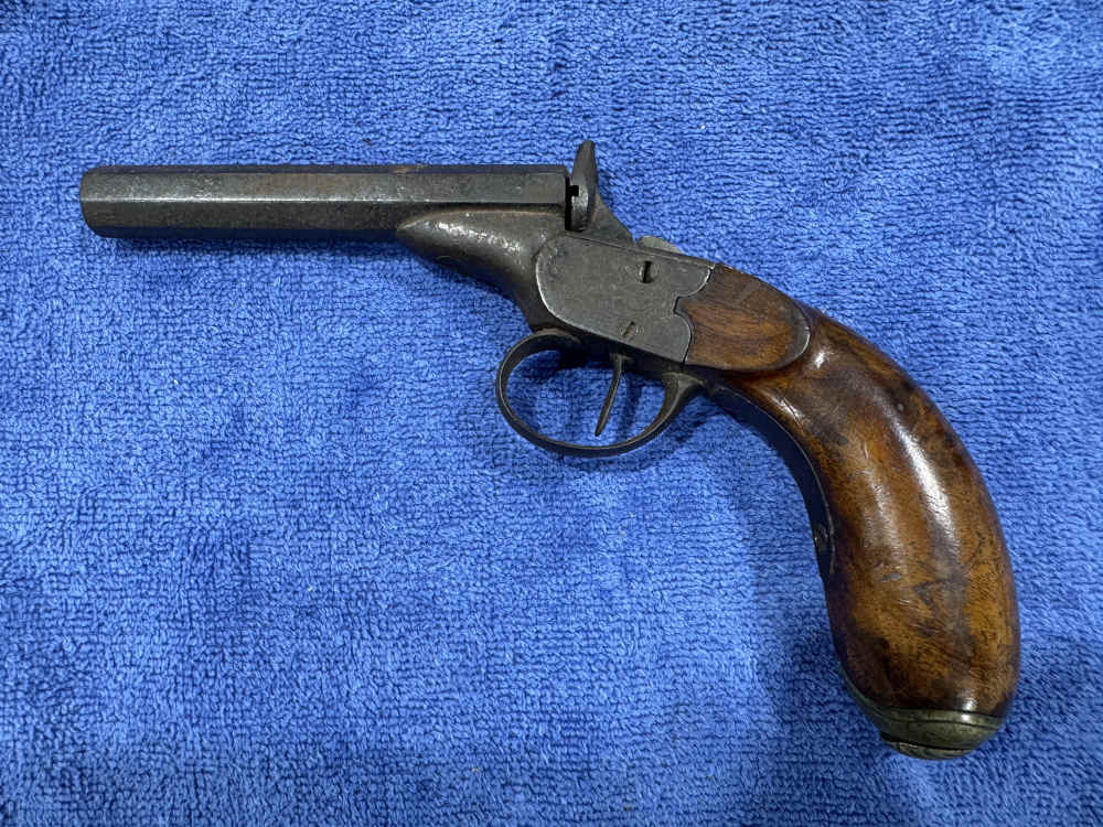 ANTIQUE PISTOL SINGLE SHOT RUSTY AND INOPERABLE GOOD FOR PARTS (J-14)-img-0