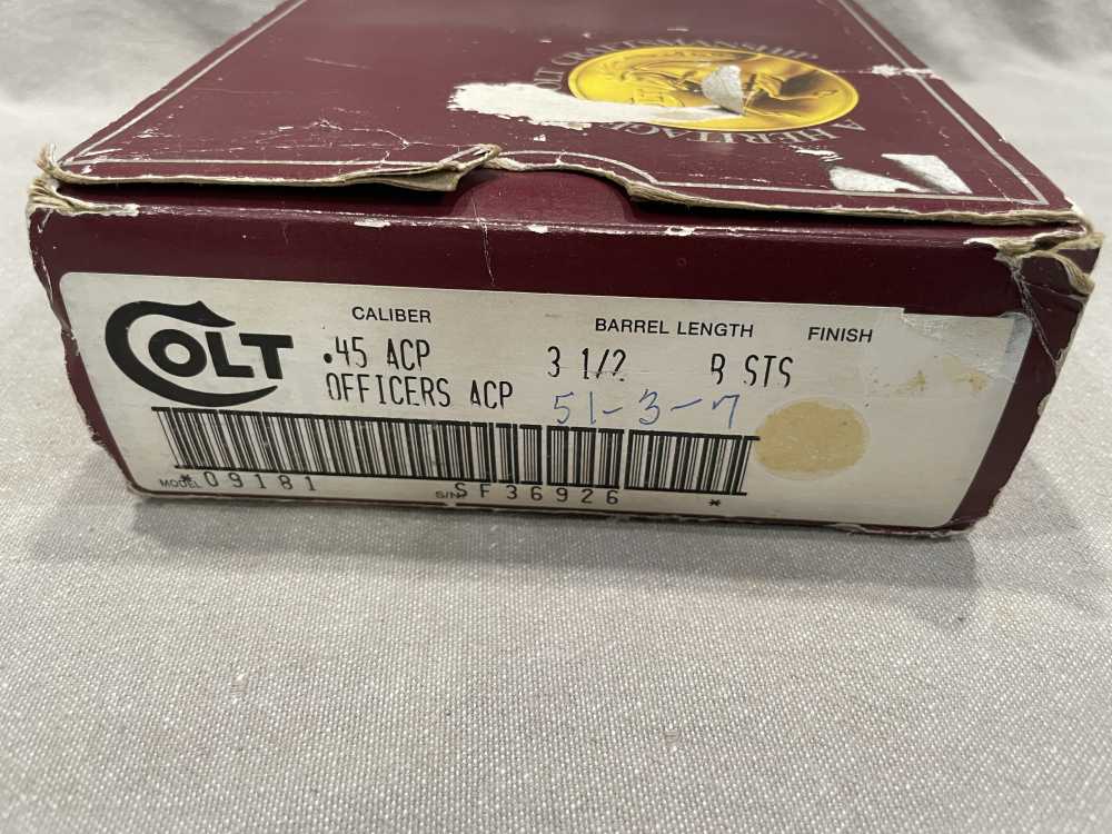 Colt 1911 Officers .45 ACP Factory Box & Paper Work 1990 Nice -img-1