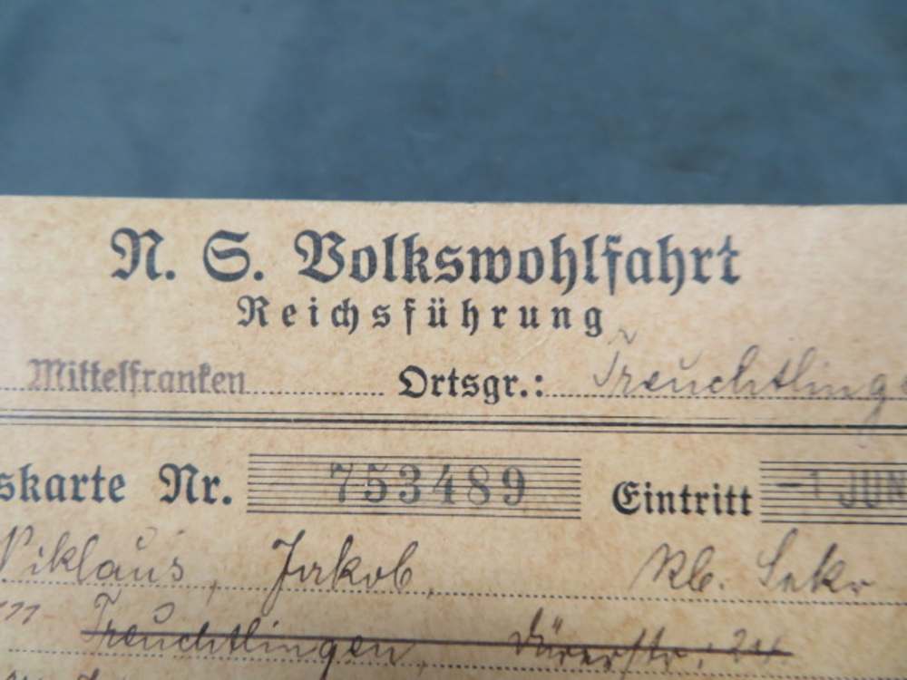 WWII GERMAN NSV SOCIAL WELFARE ORGANIZATION MEMBER DUES CARD-SCARCE-1934-img-3
