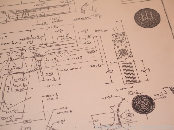 Beretta 92 M9 Pistol Measured Drawings, Blueprints-img-1
