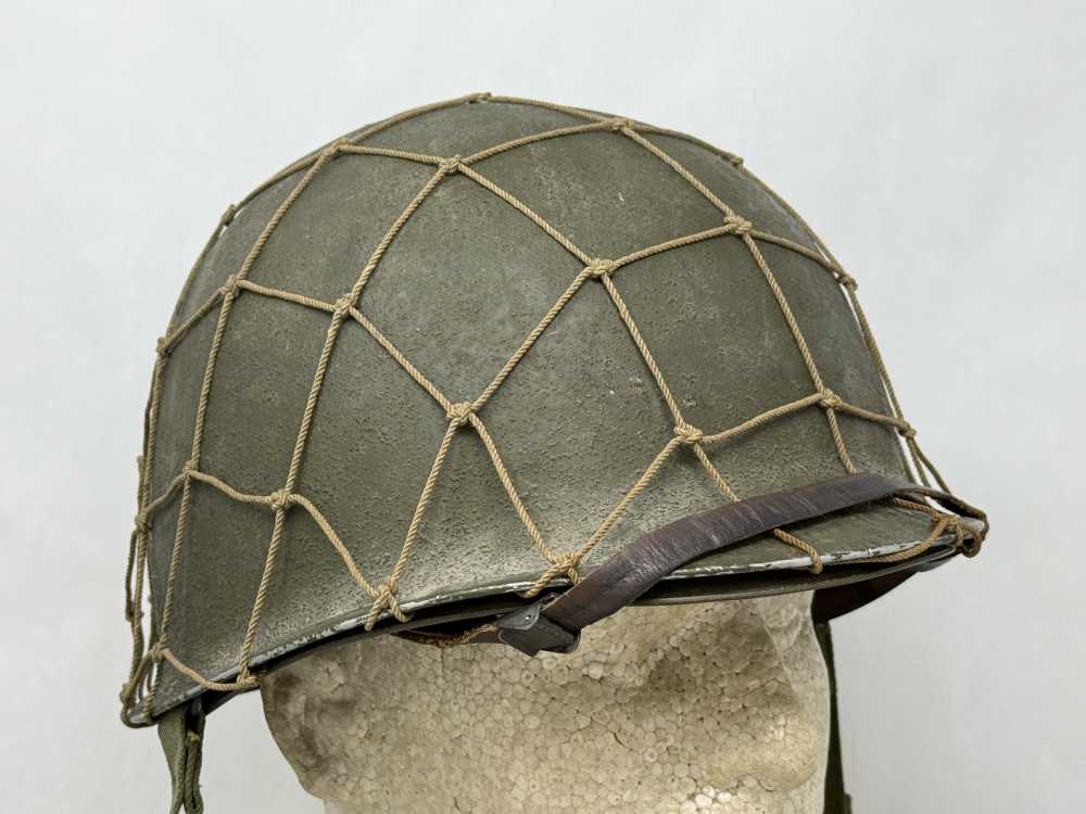 WW2 US M1 NETTED Helmet Fixed Bale F/S WWII WESTINGHOUSE Liner -img-3