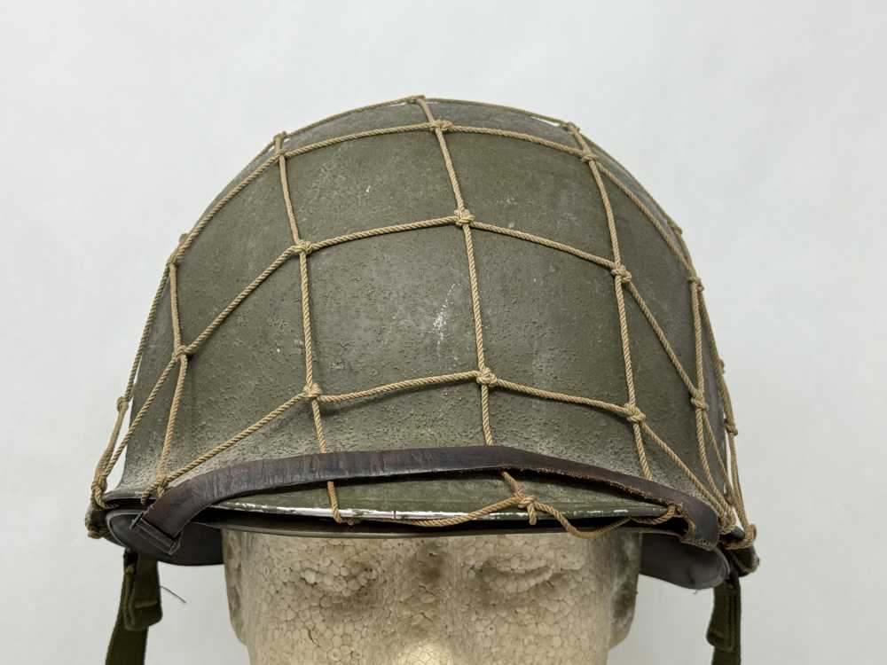 WW2 US M1 NETTED Helmet Fixed Bale F/S WWII WESTINGHOUSE Liner -img-1