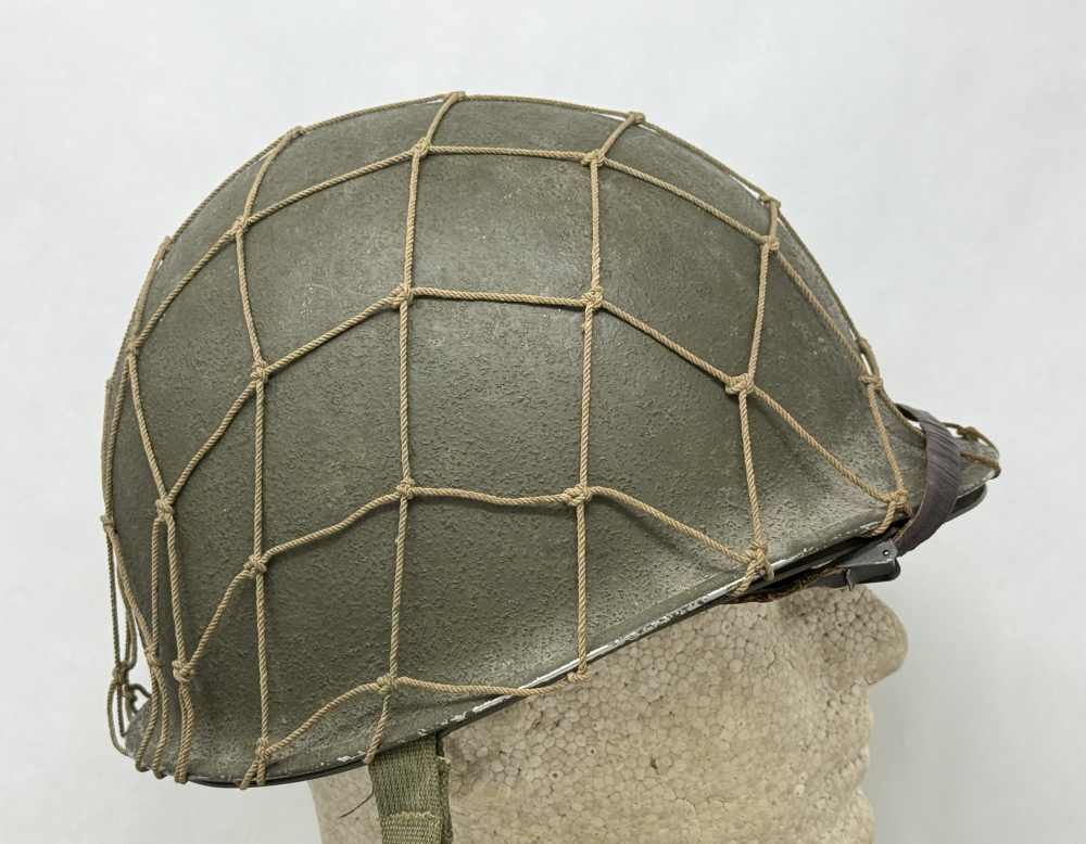 WW2 US M1 NETTED Helmet Fixed Bale F/S WWII WESTINGHOUSE Liner -img-4
